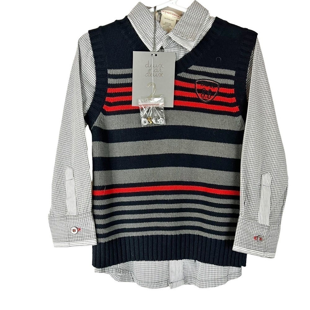 NWT Deux Par Deux Boy's Sweater Vest Set‎